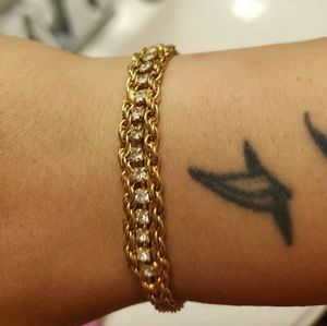 Vintage gold plated rhinestone bracelet